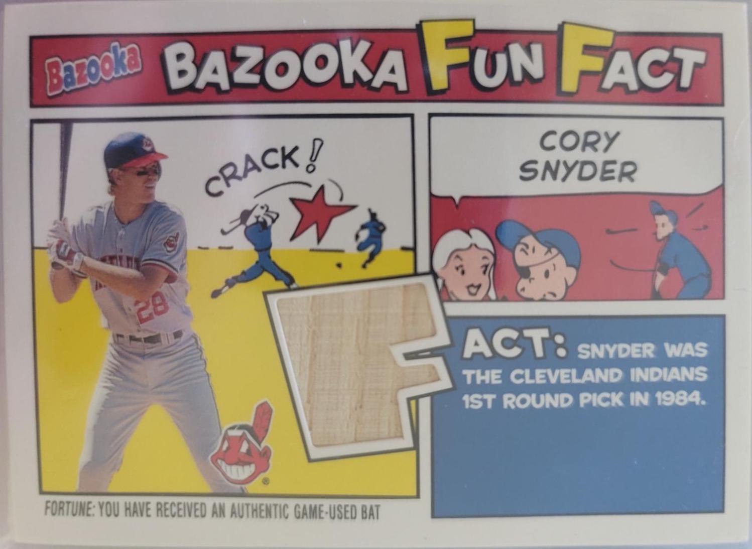 Cory Snyder #FF-CS Baseball Cards 2005 Bazooka Fun Facts Relics