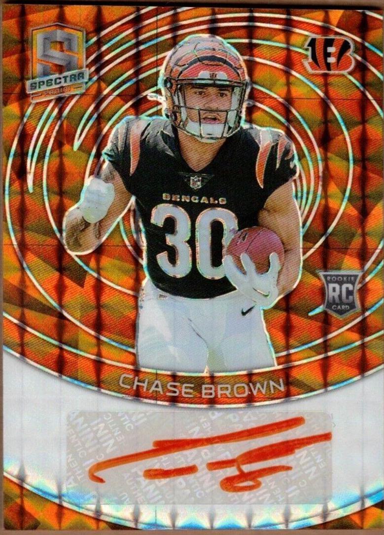Chase Brown #37 Football Cards 2023 Panini Spectra Rookie Autograph Neon Orange