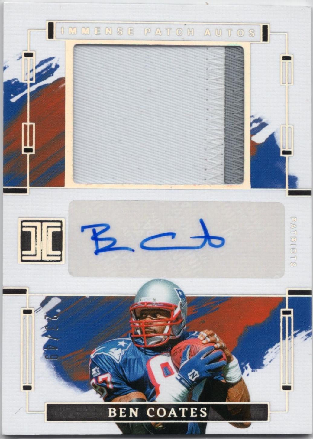 Ben Coates #4 Football Cards 2024 Panini Impeccable Immense Patch Auto