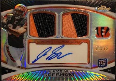 Jermaine Gresham {Autograph Refractor Dual Relic} #FADR-JG Football Cards 2010 Topps Finest Dual Relics Autograph