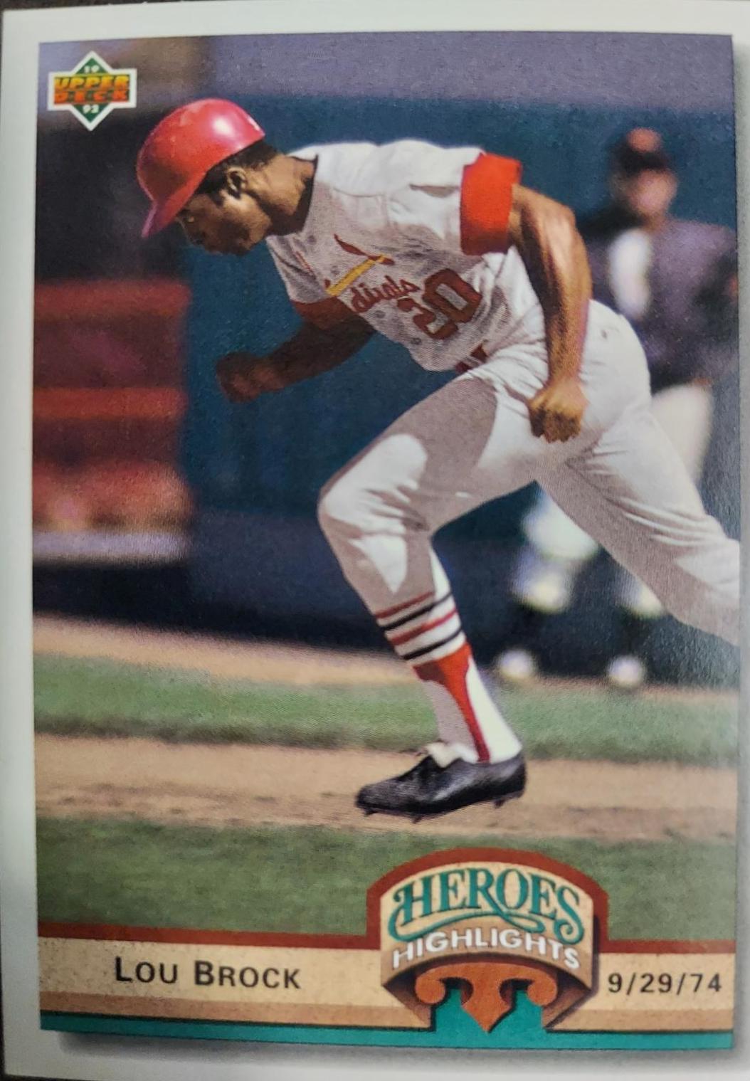 Lou Brock #HI2 Baseball Cards 1992 Upper Deck Heroes Highlights