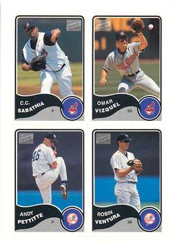 C.C. Sabathia / Omar Vizquel / Robin Ventura / Andy Pettitte #46 Baseball Cards 2003 Bazooka 4 on 1 Stickers