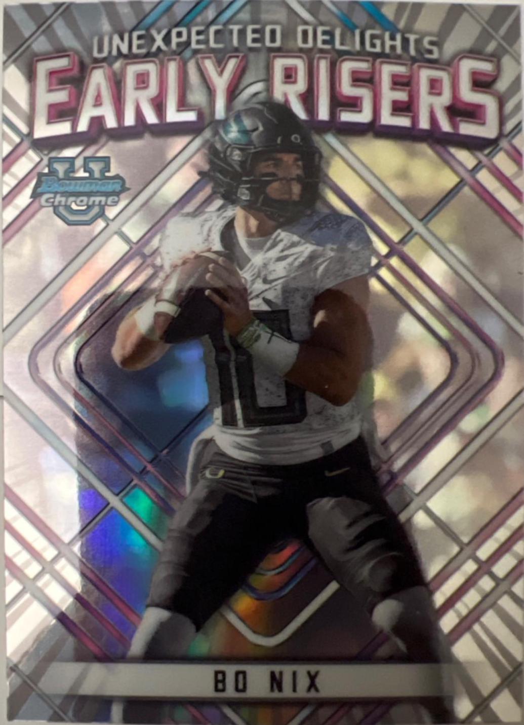 Bo Nix #ER-9 Football Cards 2023 Bowman Chrome University Unexpected Delights Early Risers