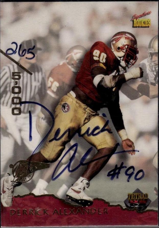 Derrick Alexander #5 1995 Signature Rookies Tetrad Autographs Football