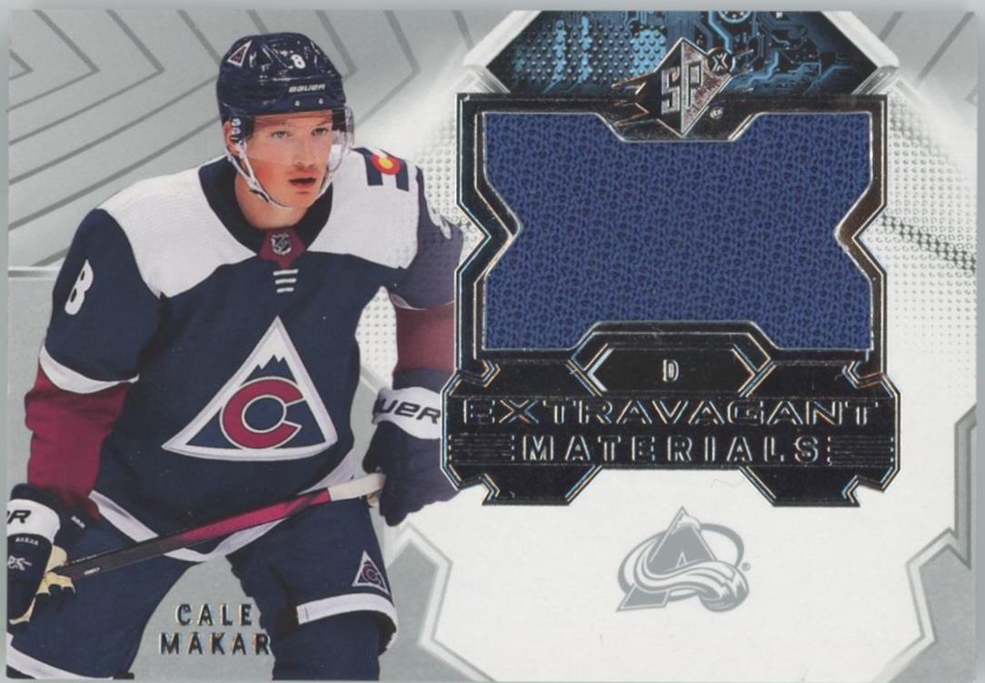 Cale Makar #EM-MA Hockey Cards 2021 SPx Extravagent Materials