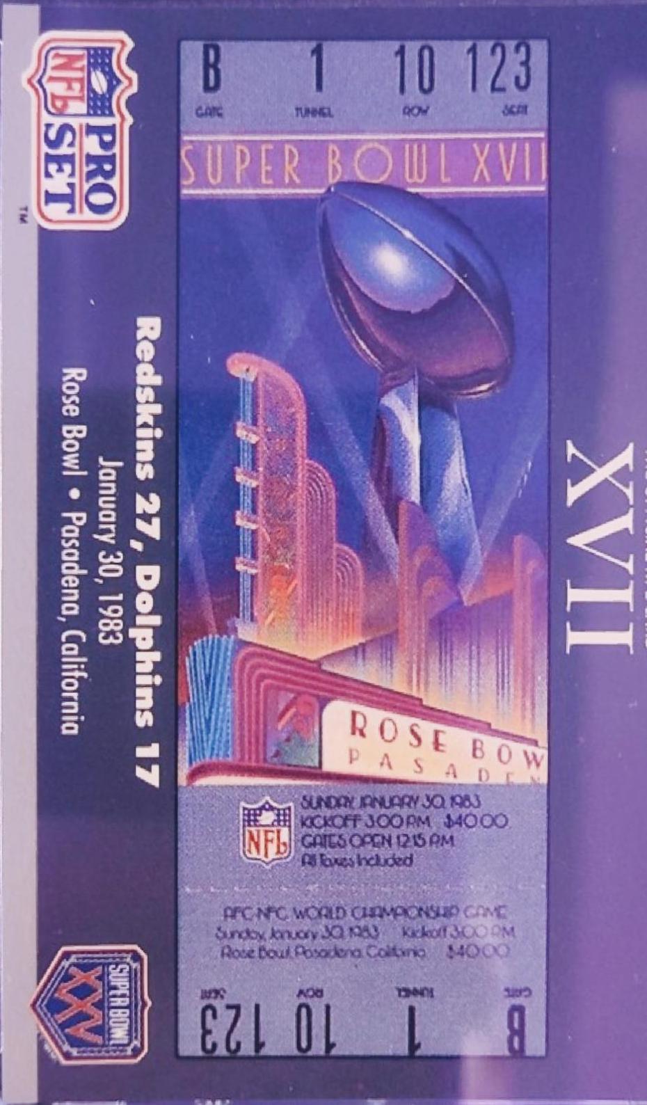 Super Bowl XVII #17 Football Cards 1990 Pro Set Super Bowl 160