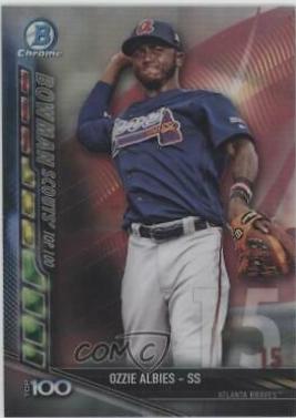 Ozzie Albies #BTP-15 Baseball Cards 2017 Bowman Scouts' Top 100