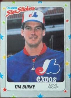 Tim Burke #95 1988 Fleer Star Stickers Baseball