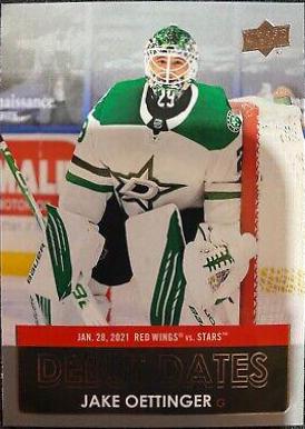 Jake Oettinger #DD-20 Hockey Cards 2021 Upper Deck Debut Dates