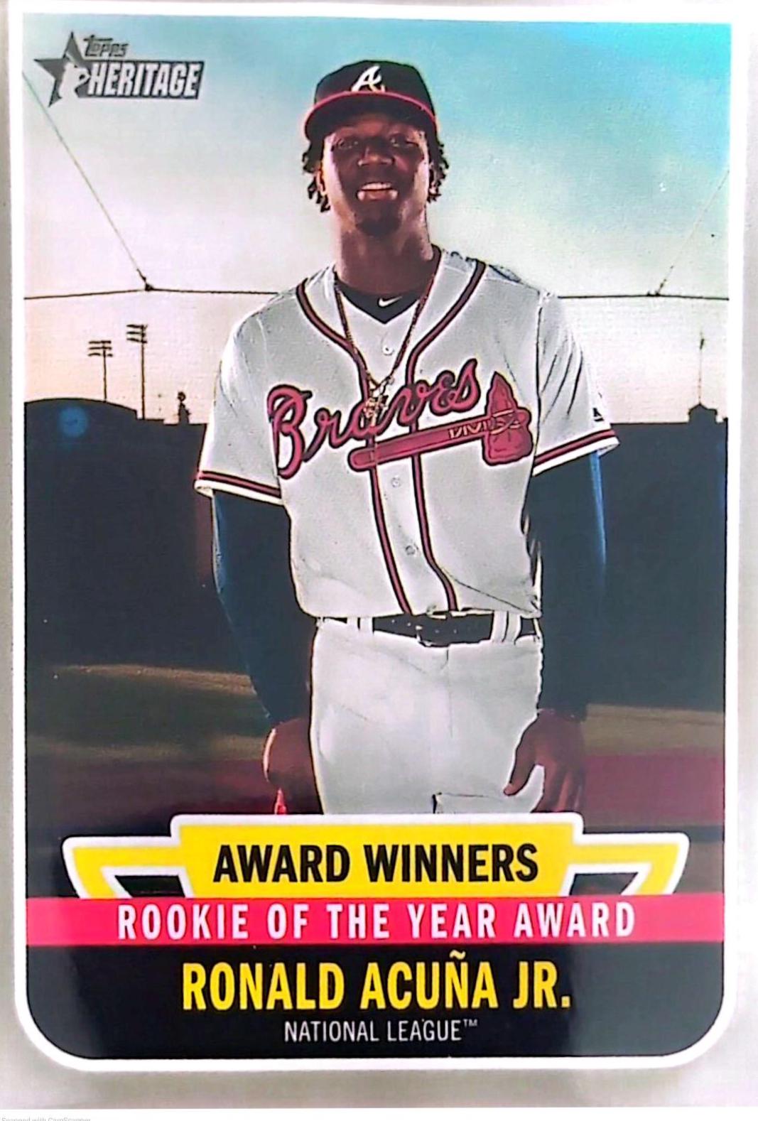 Ronald Acuna Jr #AW-6 Baseball Cards 2019 Topps Heritage Award Winners