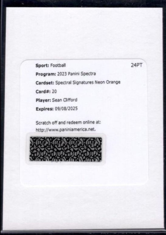 Sean Clifford #10 Football Cards 2023 Panini Spectra Rookie Autograph Neon Orange