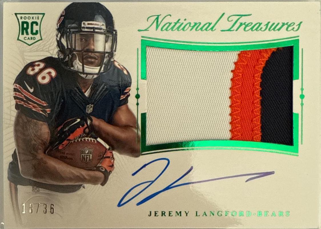 Jeremy Langford #RMSR-JL Football Cards 2015 Panini National Treasures Rookie Signature Materials