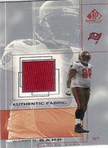 Warren Sapp #WS Football Cards 2001 SP Game Used Authentic Fabric