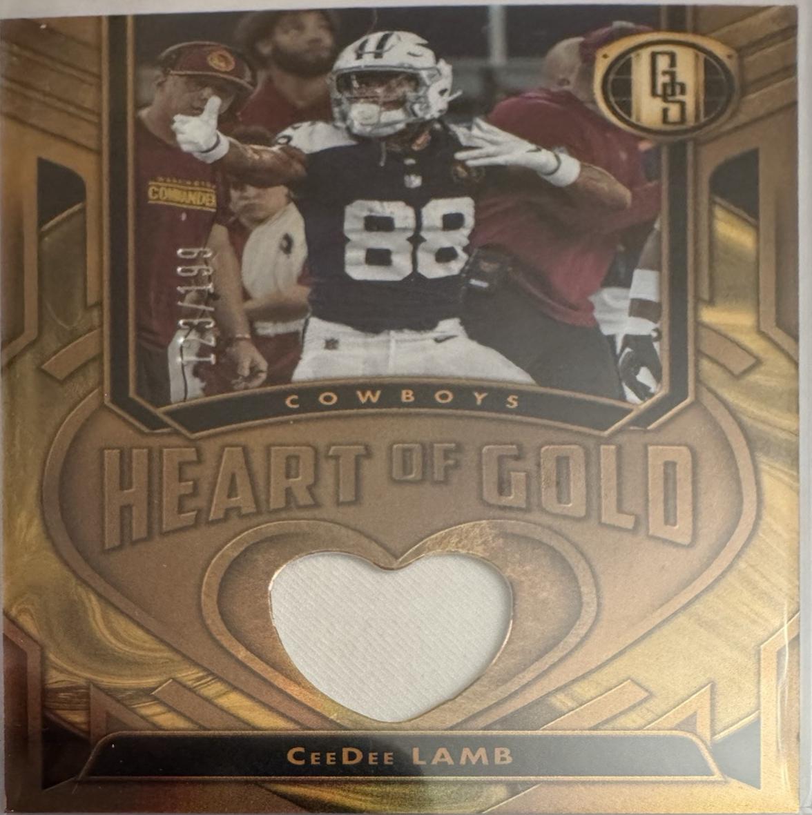 CeeDee Lamb #HOGT-CDL Football Cards 2024 Panini Gold Standard Heart of Gold Thread