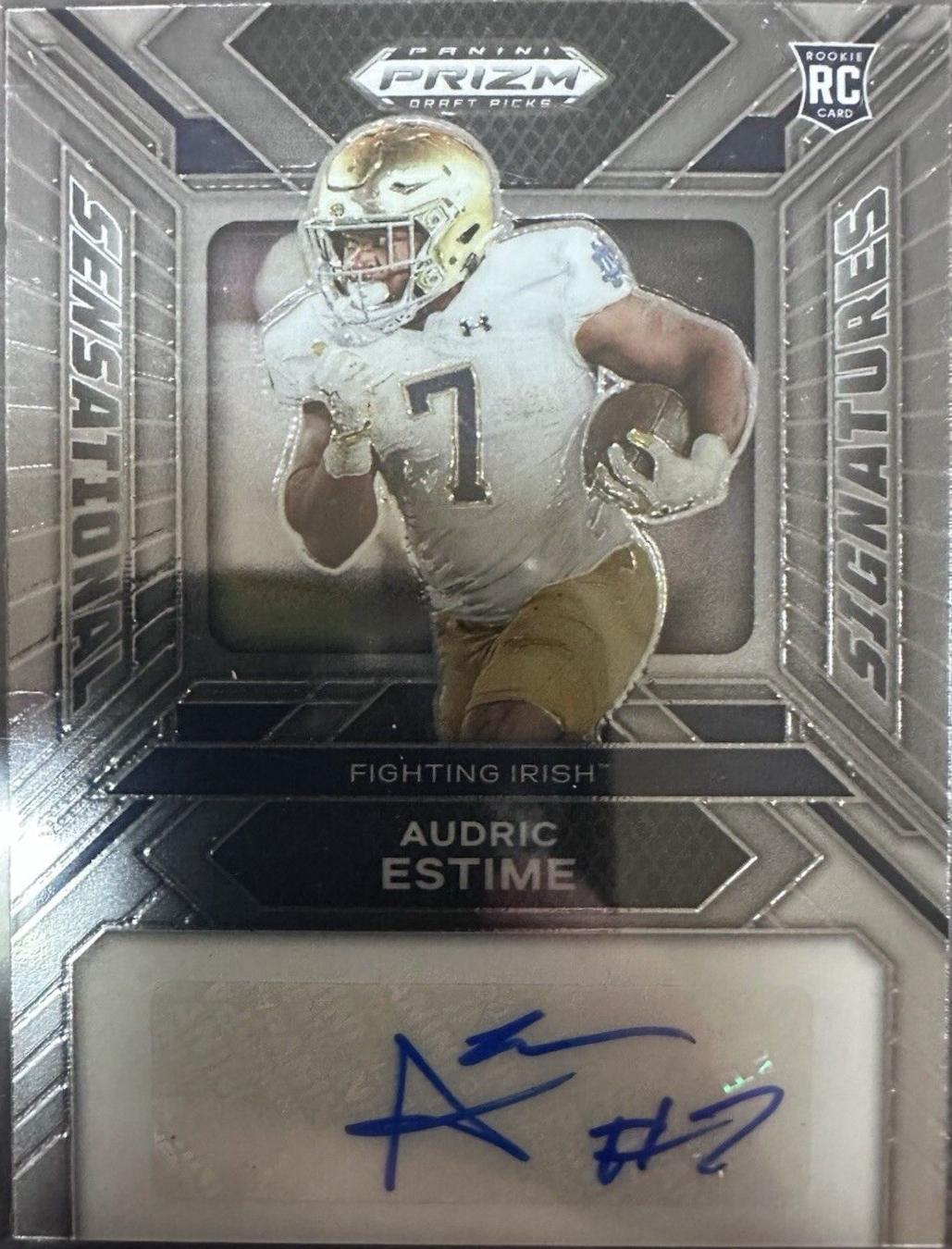 Audric Estime #SS-AEE Football Cards 2024 Panini Prizm Draft Picks Sensational Signatures