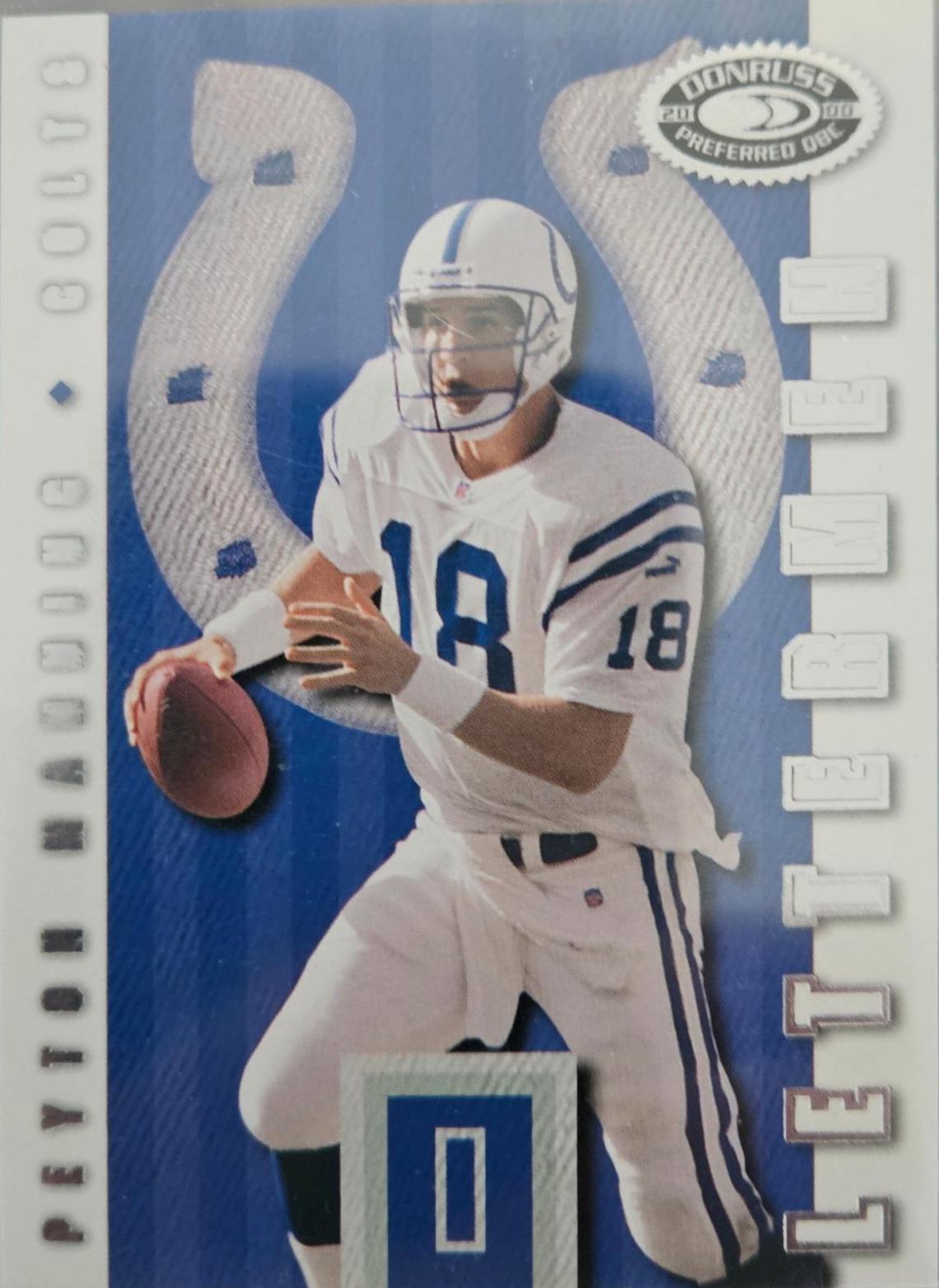 Peyton Manning #LM05 Football Cards 2000 Panini Donruss Preferred Letterman