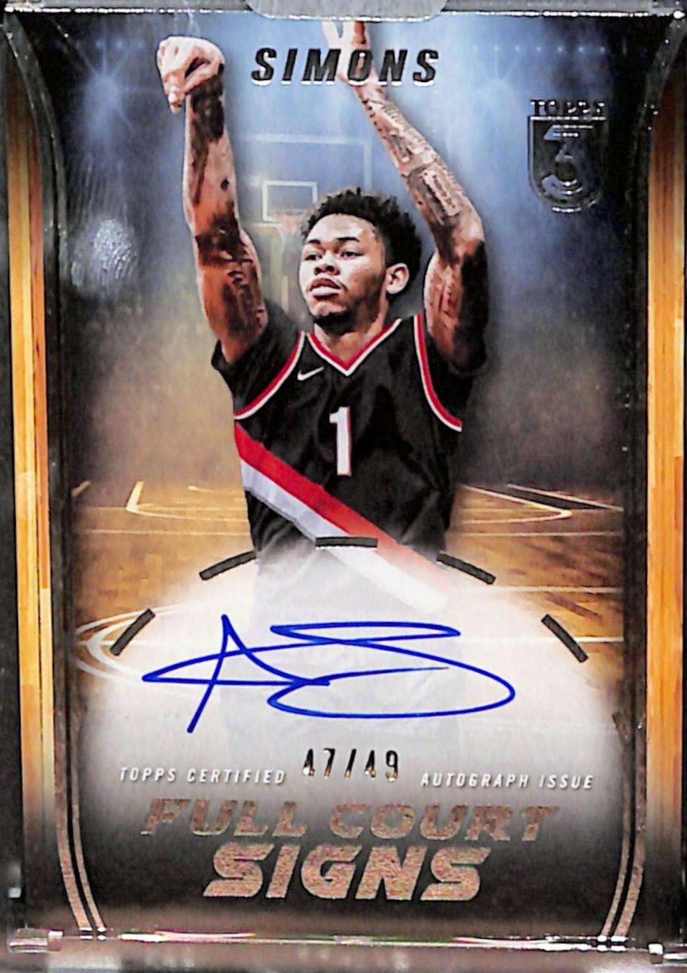 Anfernee Simons #FCS-AS Basketball Cards 2023 Topps Three Full Court Signs