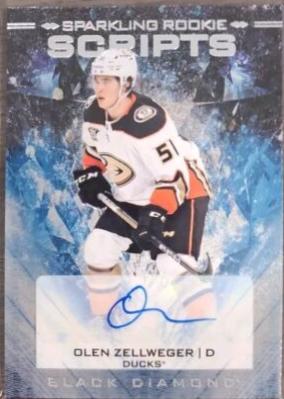 Olen Zellweger #SRS-OZ Hockey Cards 2024 Upper Deck Black Diamond Sparkling Rookie Scripts
