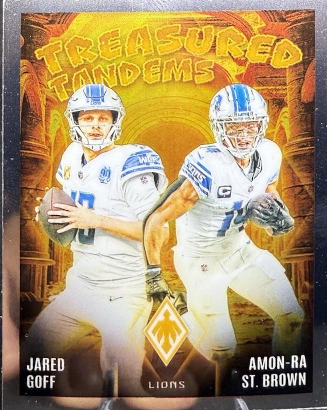 Amon-Ra St. Brown / Jared Goff #TT-DET Football Cards 2024 Panini Phoenix Treasured Tandems