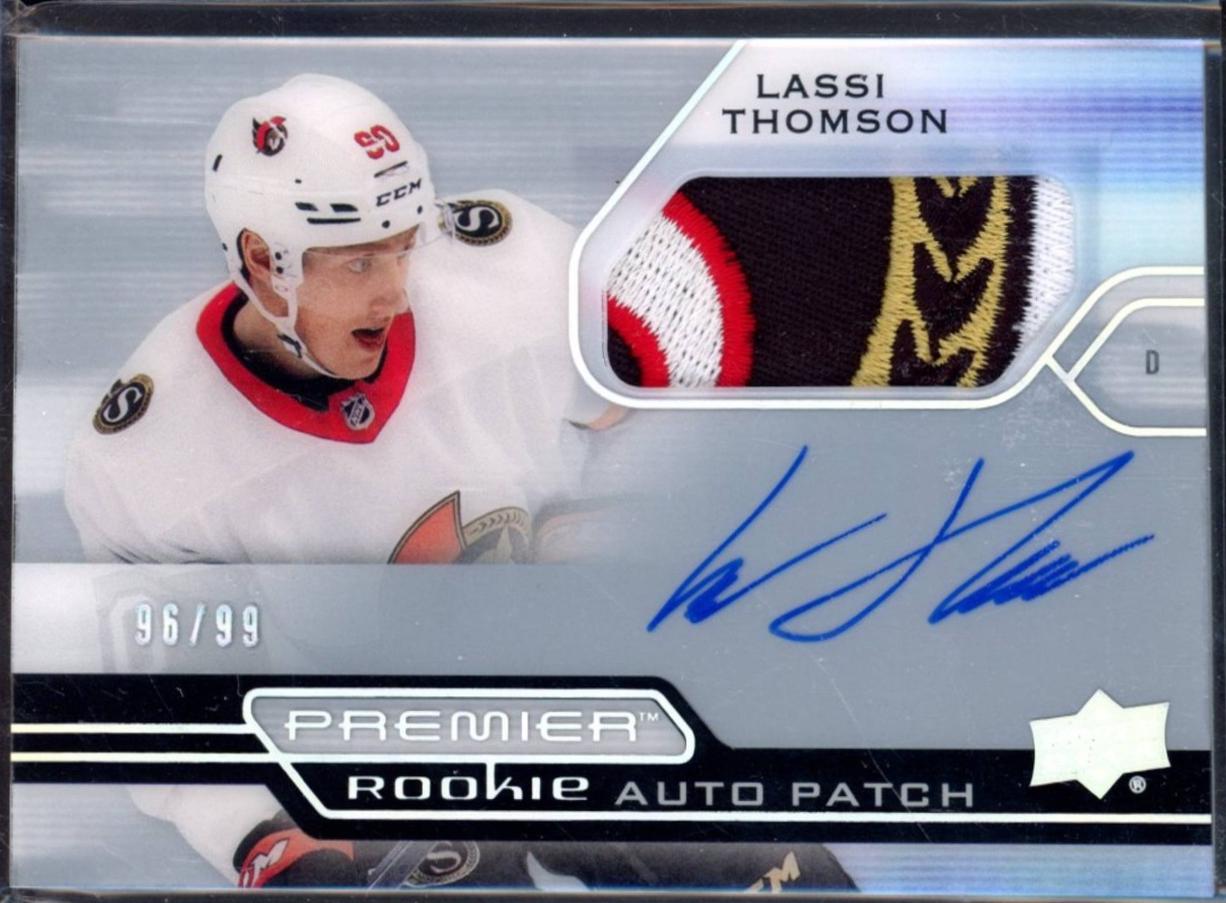 Lassi Thomson #AHR-LT 2021 Upper Deck Premier Horizontal Acetate Rookie Auto Patch Hockey
