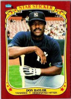 Don Baylor #3 Baseball Cards 1986 Fleer Star Stickers