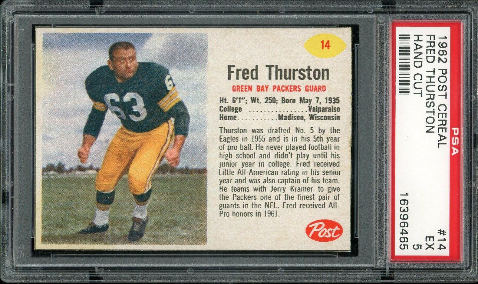Fred Thurston #14 Football Cards 1962 Post Cereal