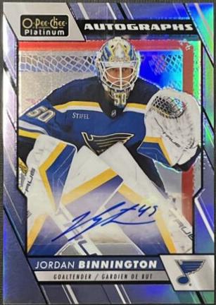 Jordan Binnington #BA-JB Hockey Cards 2023 O-Pee-Chee Platinum Blue Rainbow Autographs