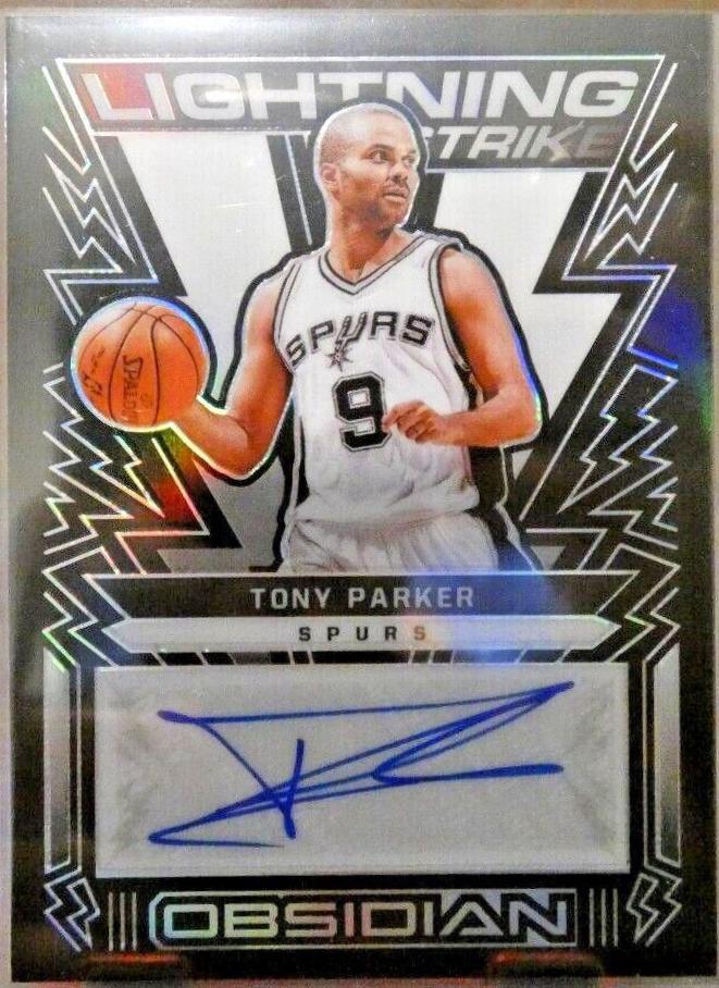 Tony Parker #LSS-TPK Basketball Cards 2021 Panini Obsidian Lightning Strike Signatures