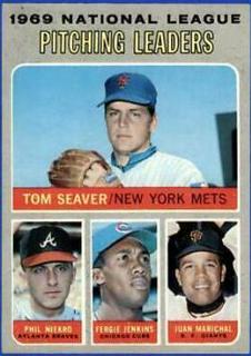 1969 National League Pitching Leaders: Tom Seaver / Phil Niekro / Fergie Jenkins / Juan Marichal