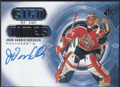 John Vanbiesbrouck #SOTT-JV Hockey Cards 2020 SP Authentic Sign of the Times