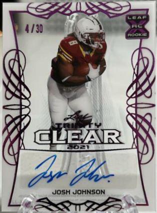 Josh Johnson #CA-JJ1 2021 Leaf Trinity Clear Autograph Football
