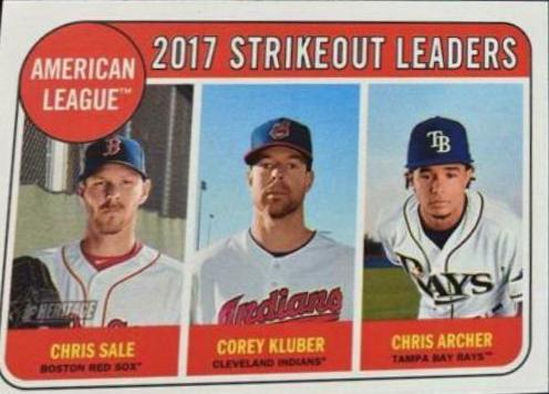 Chris Archer, Chris Sale, Corey Kluber #11 Baseball Cards 2018 Topps Heritage