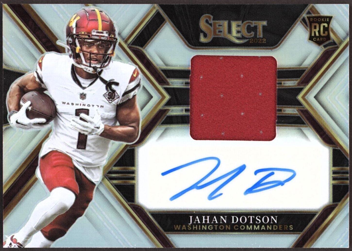 jahan dotson #rsm-jd Football Cards 2022 Panini Select Rookie Signature Memorabilia