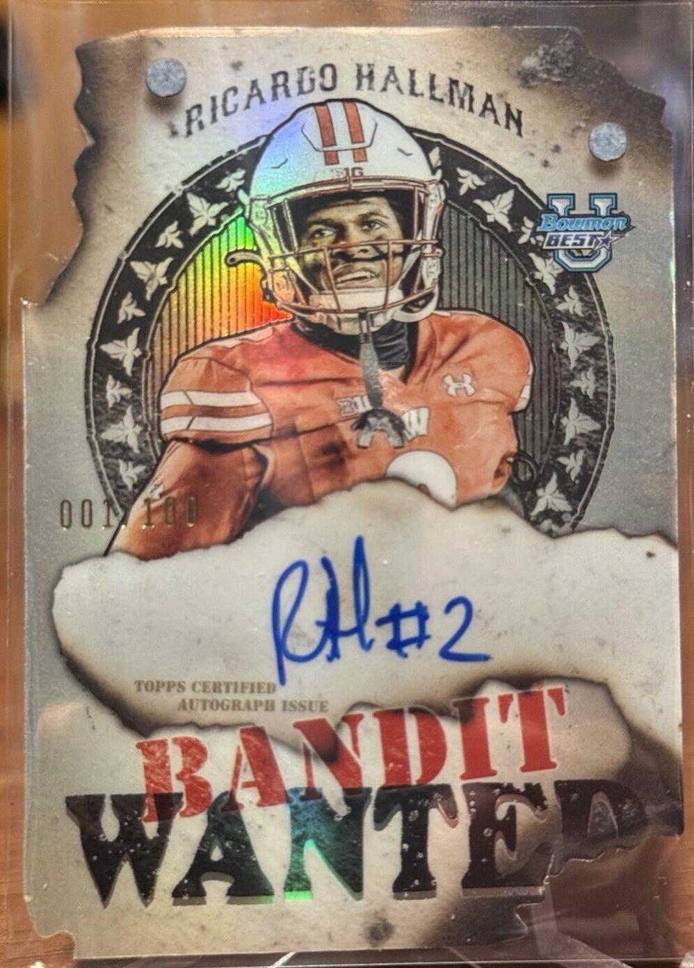 Ricardo Hallman #GB-RH Football Cards 2024 Bowman Best University Gunslinger & Bandits Die Cut Autograph