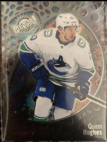 Quinn Hughes #5 Hockey Cards 2022 Skybox Metal Universe