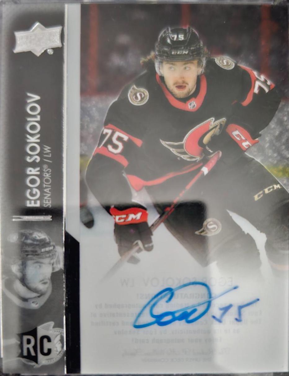 Egor Sokolov #CC-ES Hockey Cards 2021 Upper Deck Clear Cut