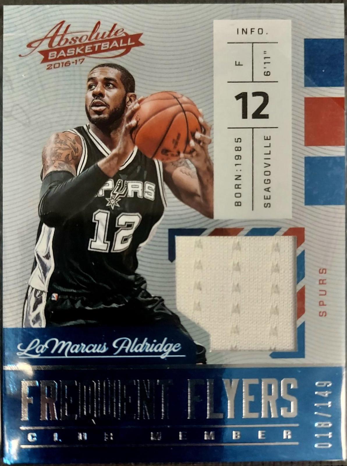 LaMarcus Aldridge #41 Basketball Cards 2016 Panini Absolute Frequent Flyer Materials