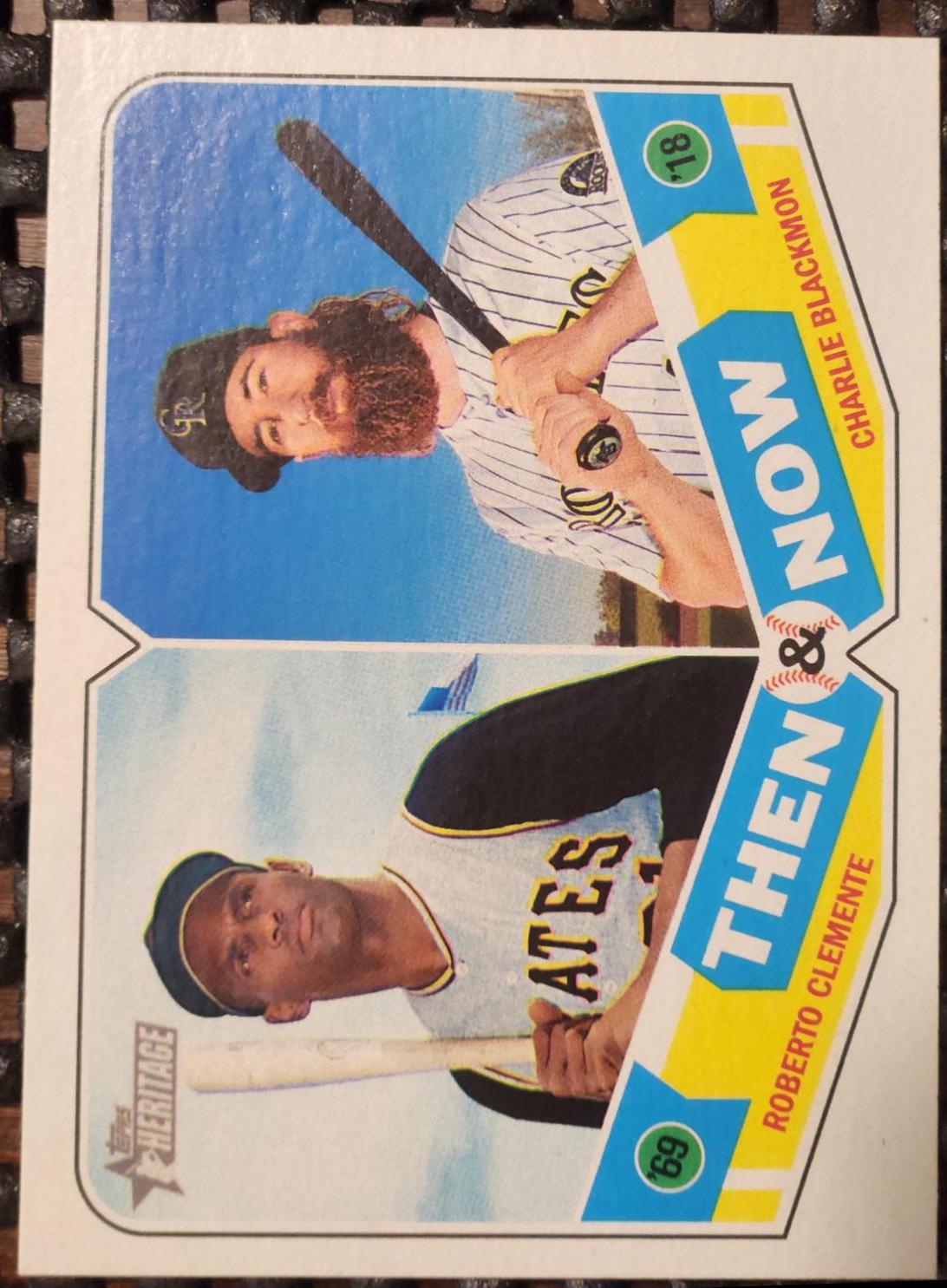 Roberto Clemente, Charlie Blackmon #TN-10 Baseball Cards 2018 Topps Heritage Then and Now