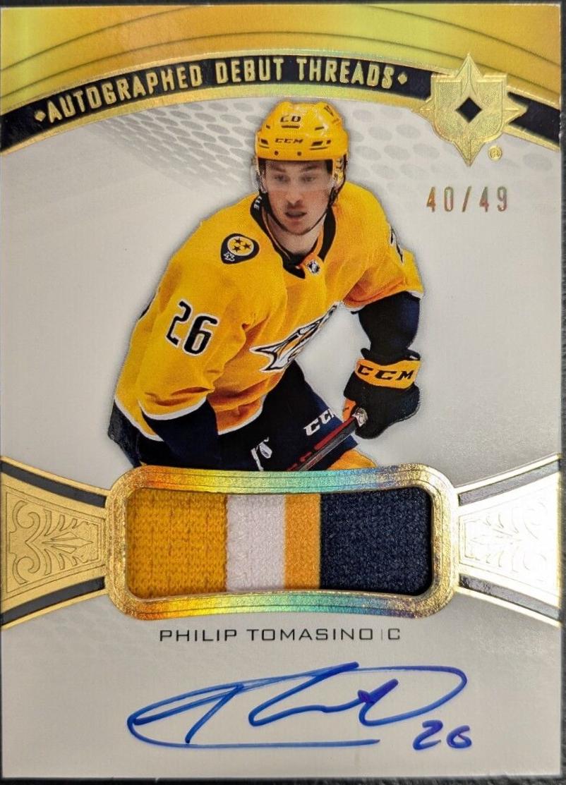Philip Tomasino #ADT-PT Hockey Cards 2021 Ultimate Collection Debut Threads Auto Patch