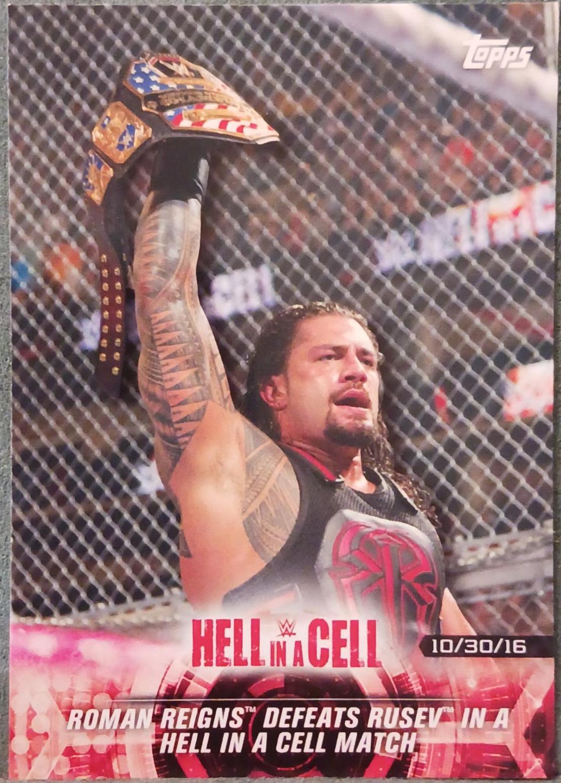 Roman Reigns Defeats Rusev in a Hell in a Cell Match #5 Wrestling Cards 2018 Topps WWE Road To Wrestlemania