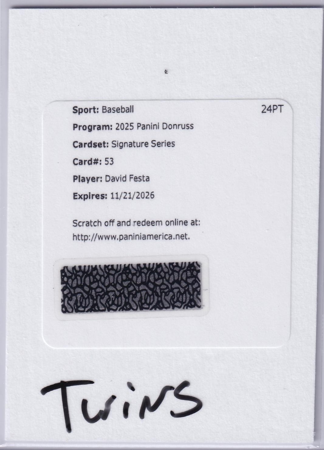 David Festa #53 2025 Panini Donruss Signature Series Baseball