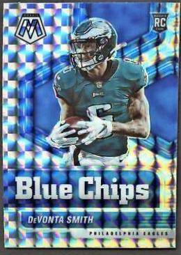 DeVonta Smith #6 Football Cards 2021 Panini Mosaic Blue Chips