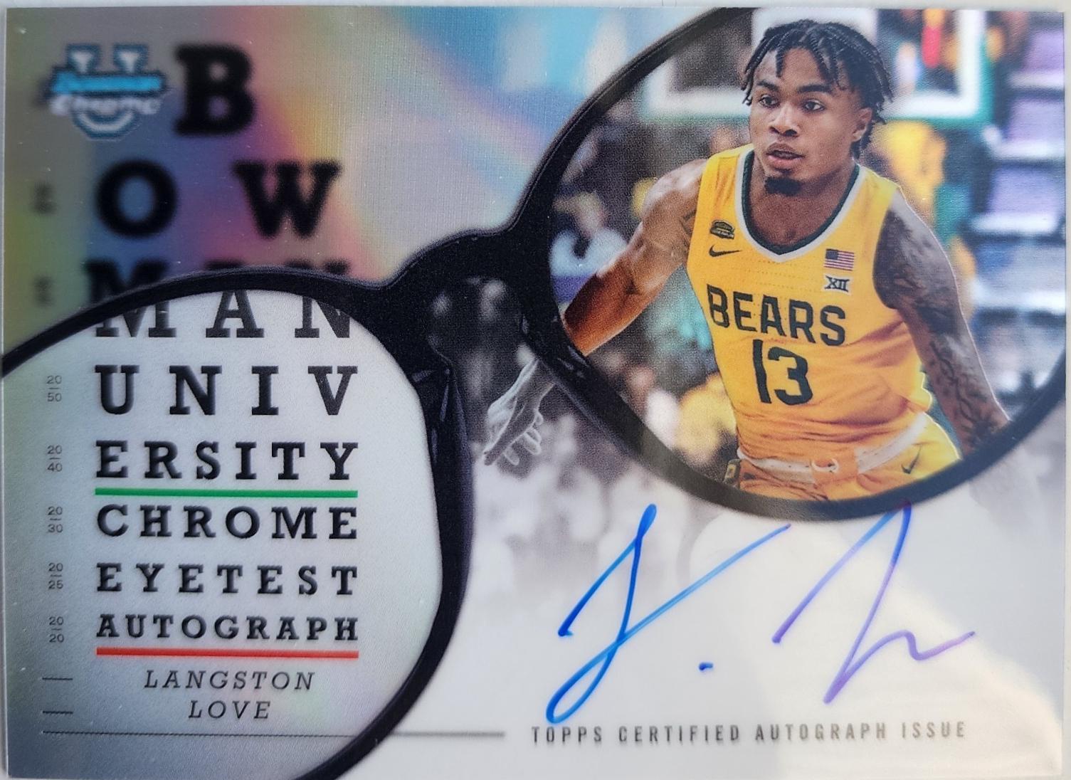 Langston Love #ETA-LL Basketball Cards 2024 Bowman Chrome University Eye Test Autograph