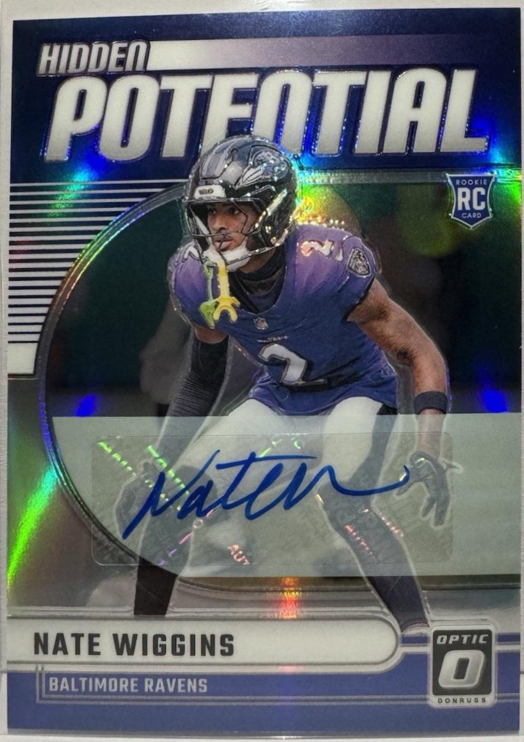 Nate Wiggins #20 Football Cards 2024 Panini Donruss Optic Hidden Potential Autograph