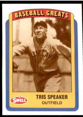 Tris Speaker #45 Baseball Cards 1990 Swell Greats