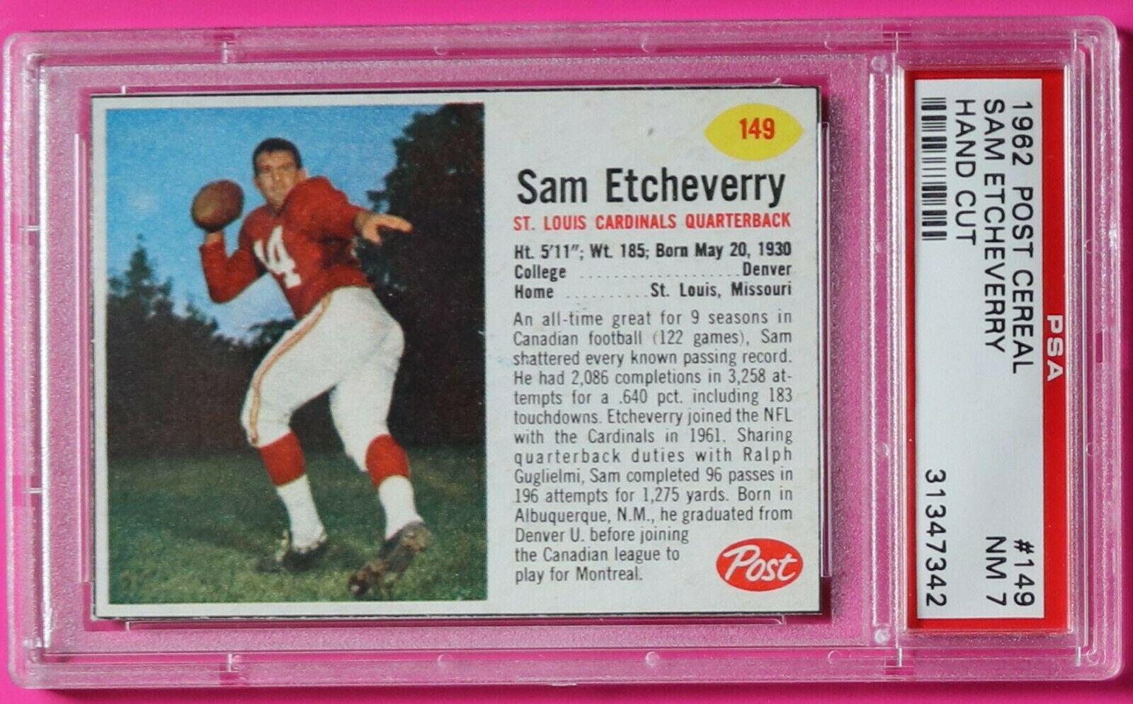 Sam Etcheverry #149 Football Cards 1962 Post Cereal