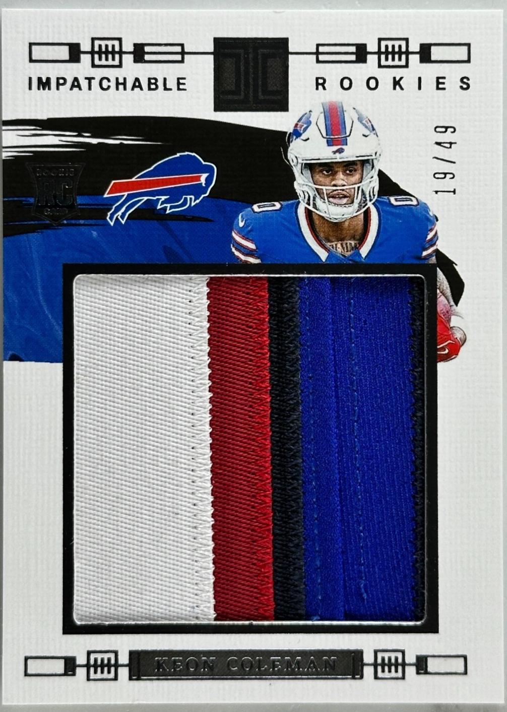 Keon Coleman #17 Football Cards 2024 Panini Impeccable ImPatchable Rookie