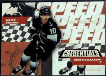 Matty Beniers #SGR-2 Hockey Cards 2022 Upper Deck Credentials Speed of the Game Rookie