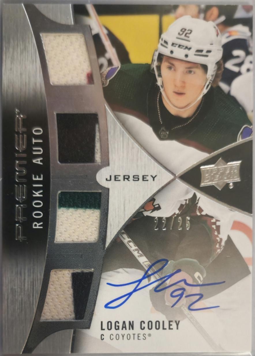 Logan Cooley #PRA-LC Hockey Cards 2023 Upper Deck Premier Rookie Auto Jersey