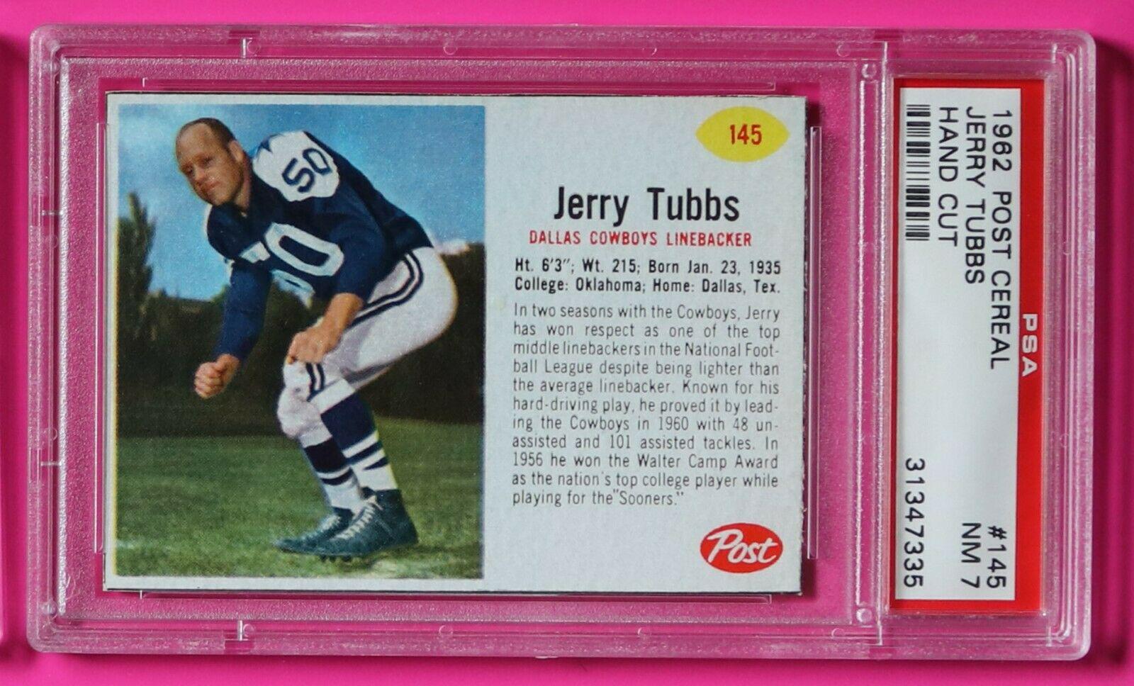 Jerry Tubbs #145 Football Cards 1962 Post Cereal